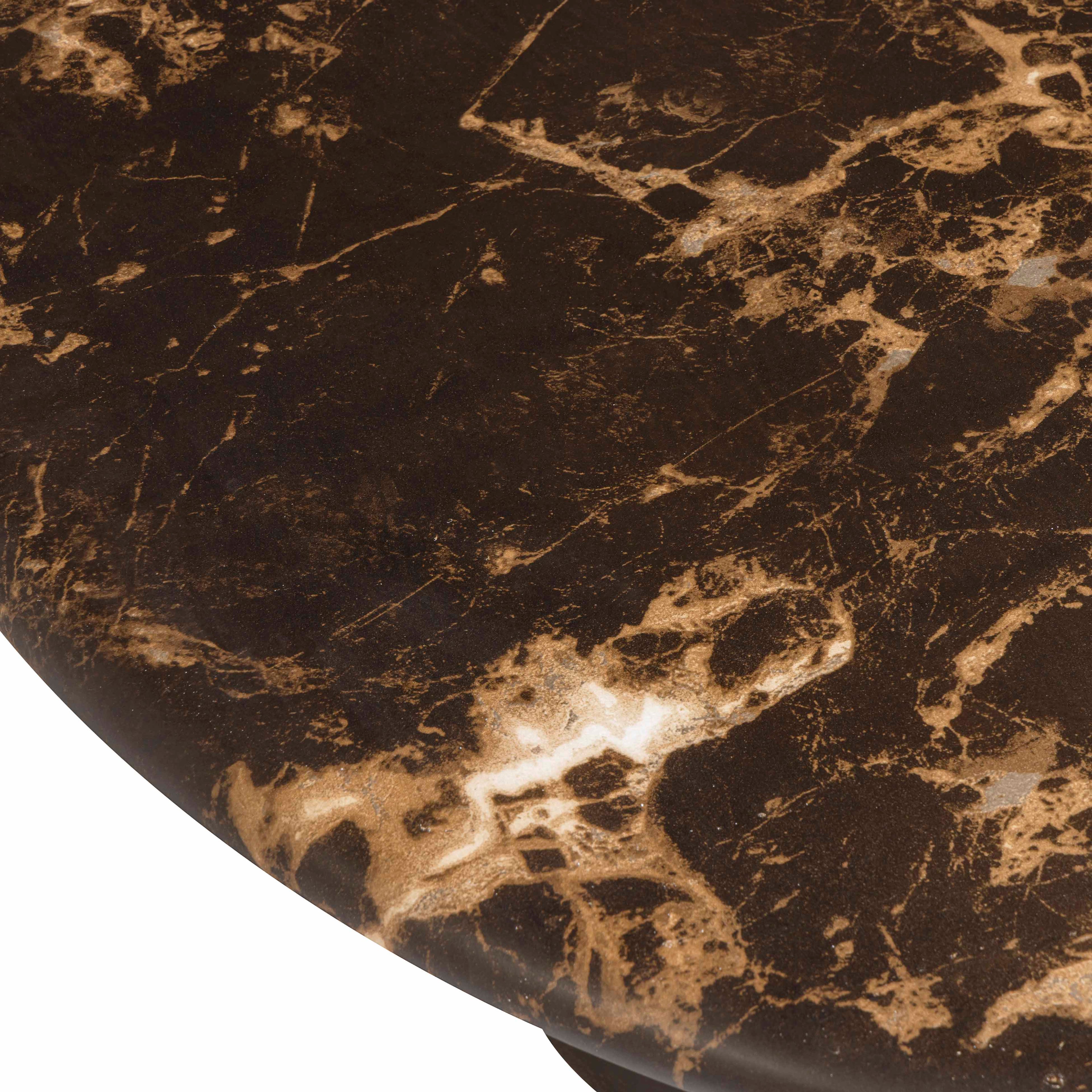 36 Dark Brown Faux Marble Indoor/Outdoor Concrete Round Coffee Table