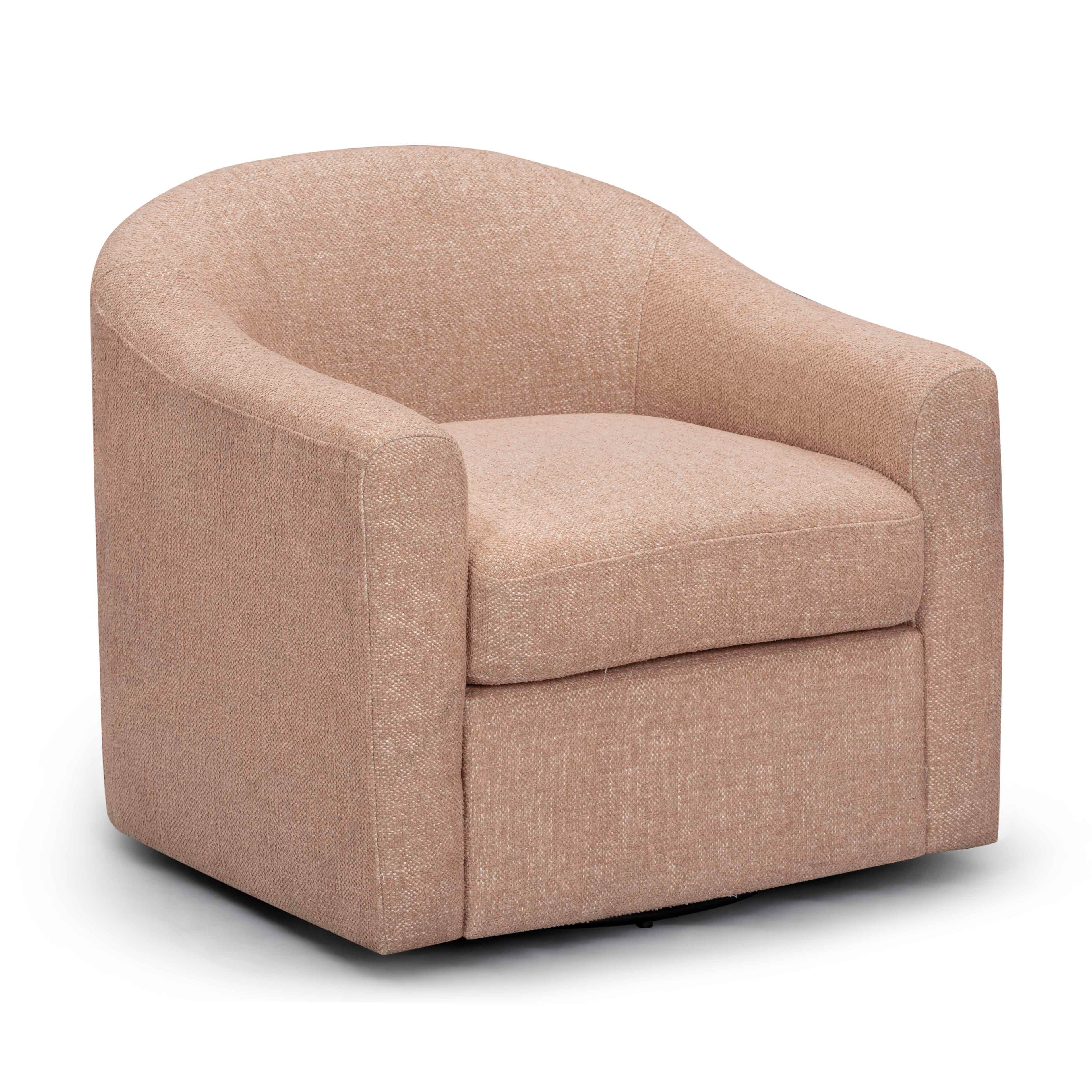 Contract-Grade Basketweave Fabric Swivel Accent Chair