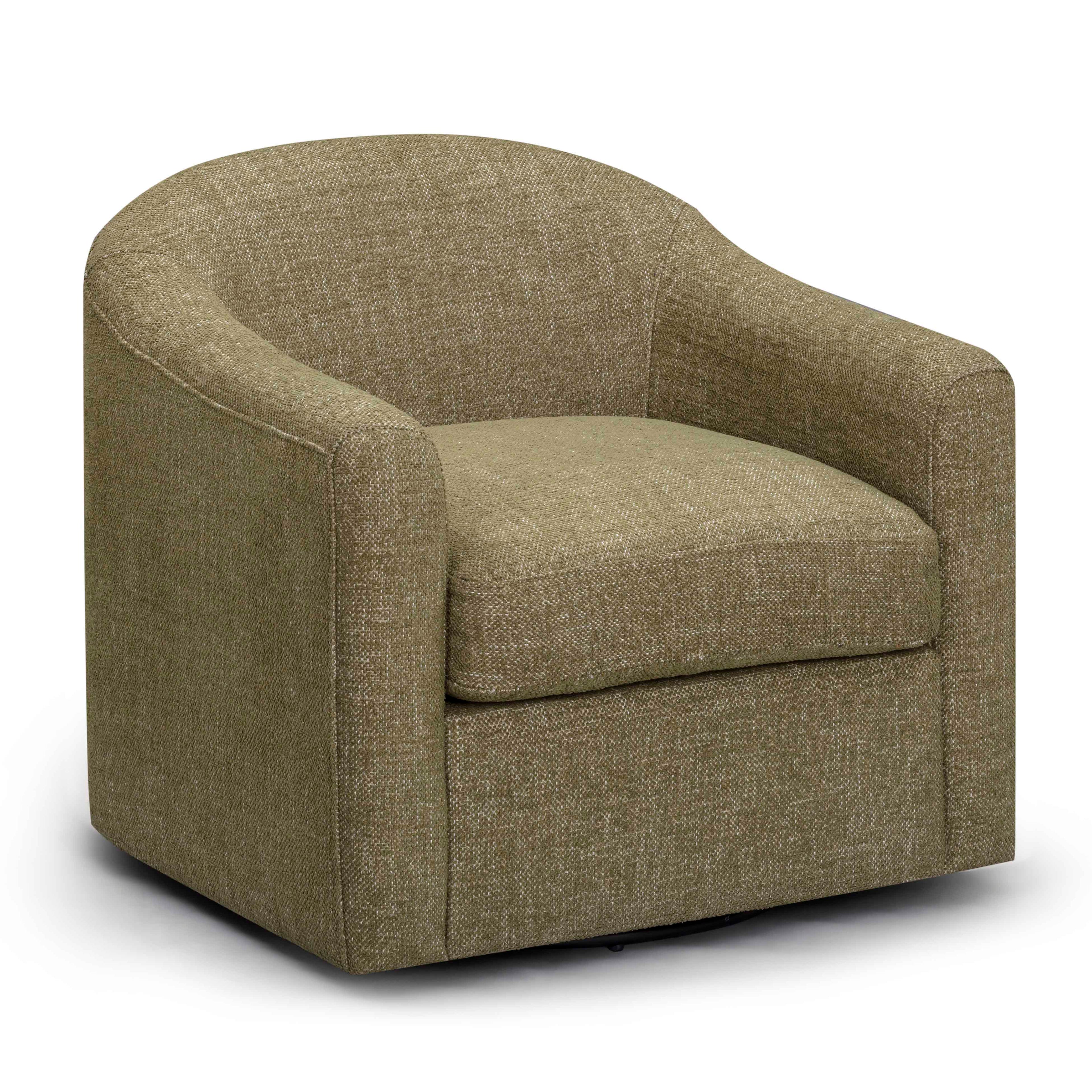 Contract-Grade Basketweave Fabric Swivel Accent Chair