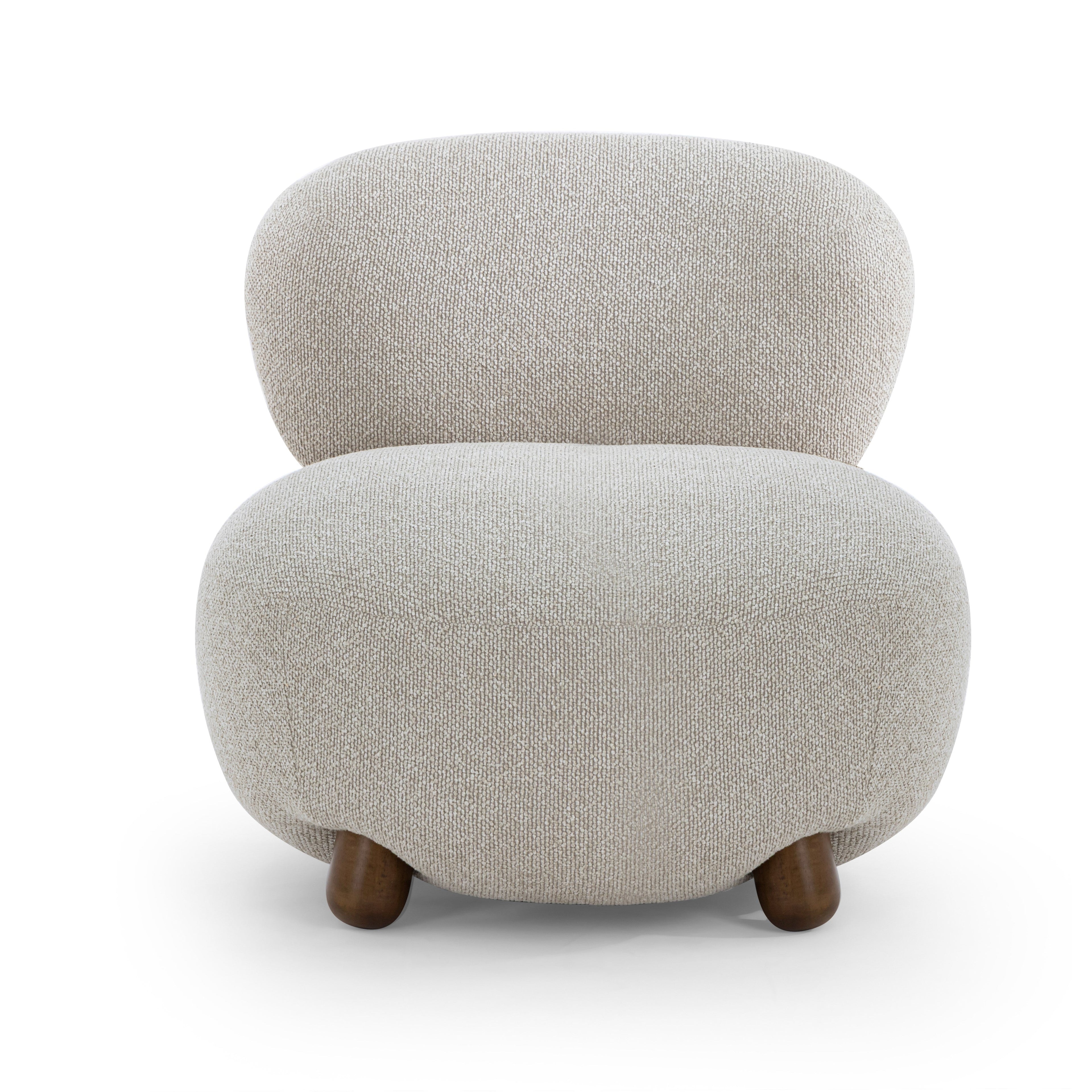 Warm Grey Performance Boucle Accent Chair