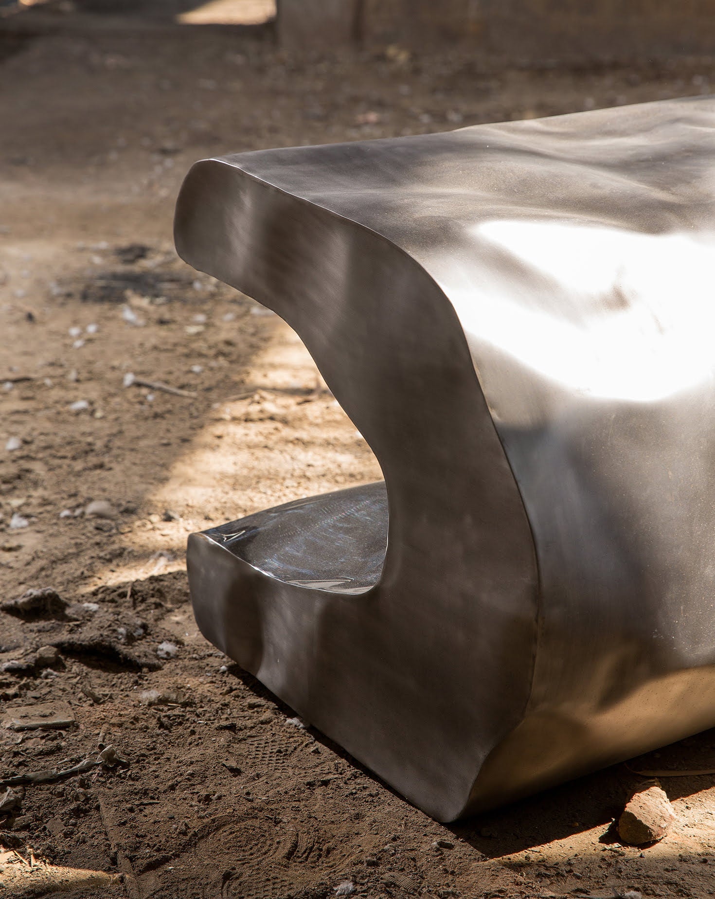 C-Shape Polished Stainless Steel Coastal Bench