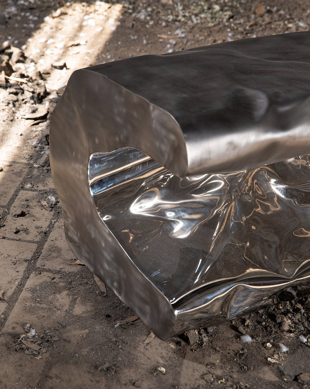 C-Shape Polished Stainless Steel Coastal Bench