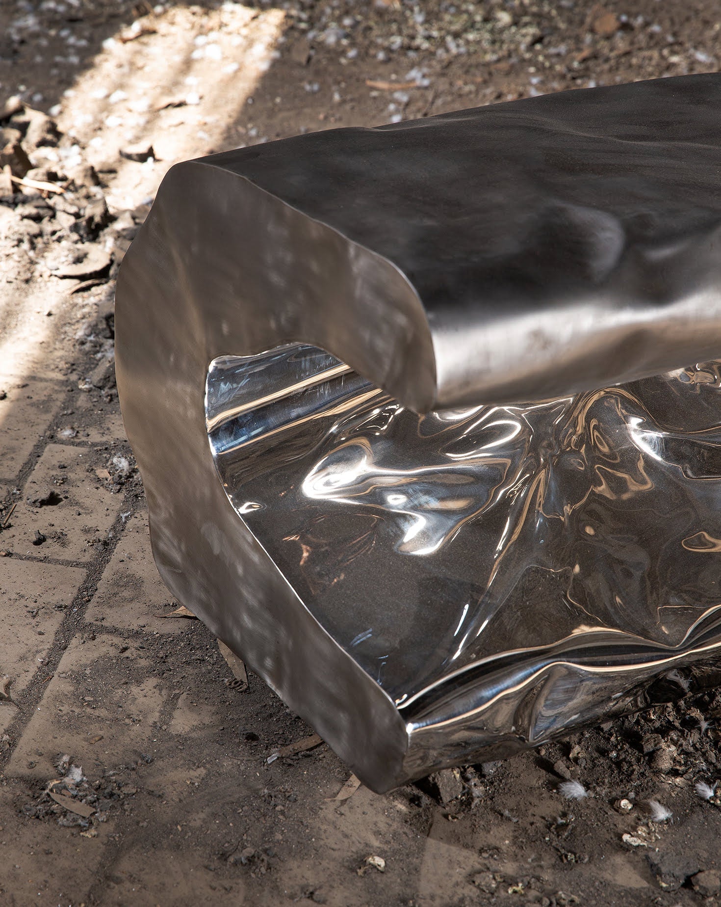 C-Shape Polished Stainless Steel Coastal Bench