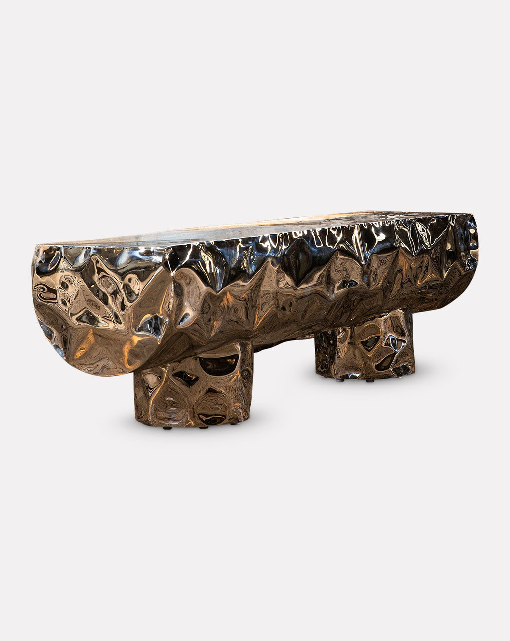 Stainless Steel Mirror Polish Sculptural Bench