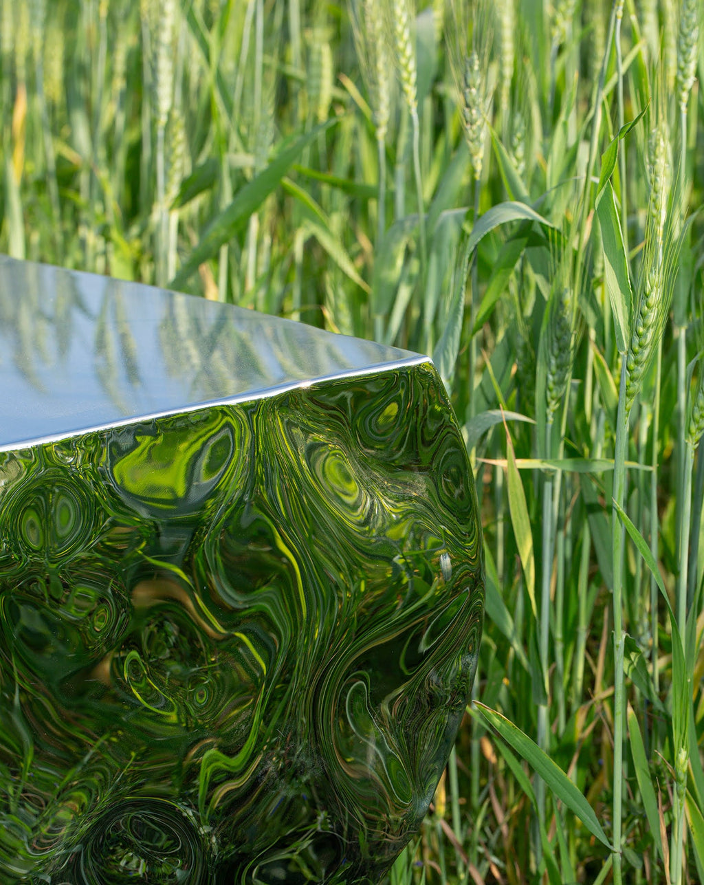 Stainless Steel Mirror Polish Sculptural Bench