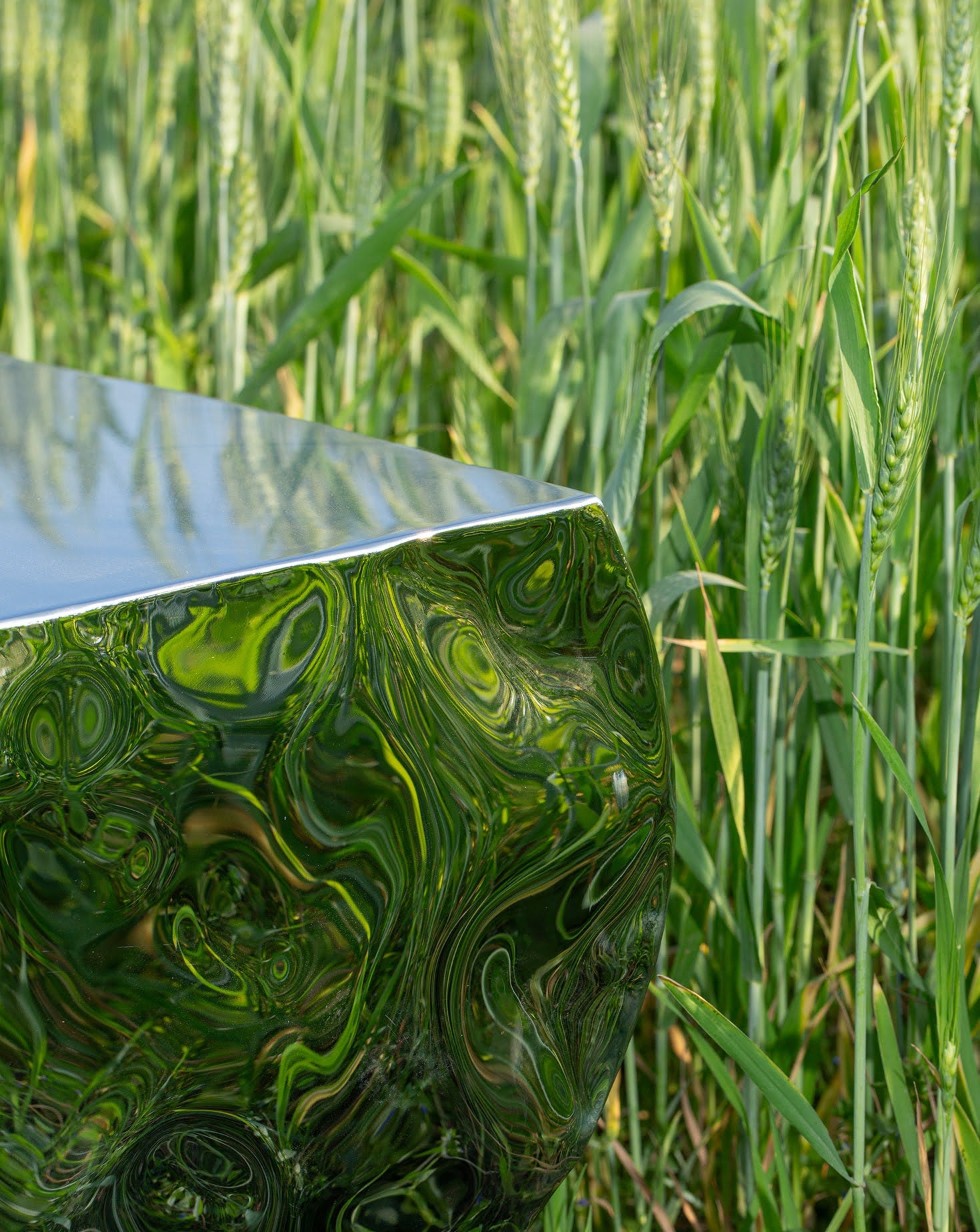 Stainless Steel Mirror Polish Sculptural Bench