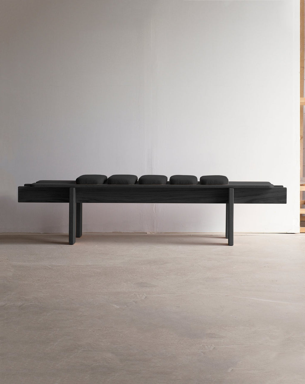 Solid Black-Stained Beech Modular Cushion Minimalist Bench