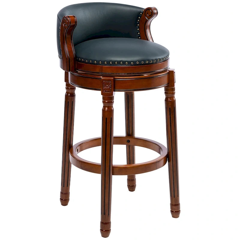 Tabourets de bar en cuir de vachette et bois