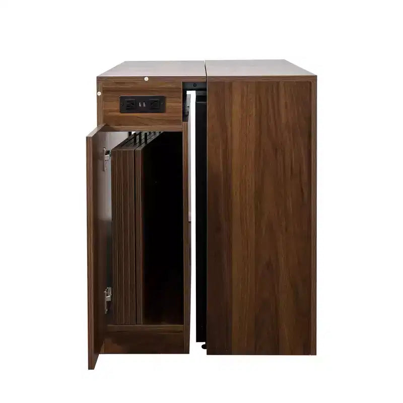 CLIHOME Table à manger extensible moderne multifonctionnelle avec prise, Table extensible peu encombrante avec rangement