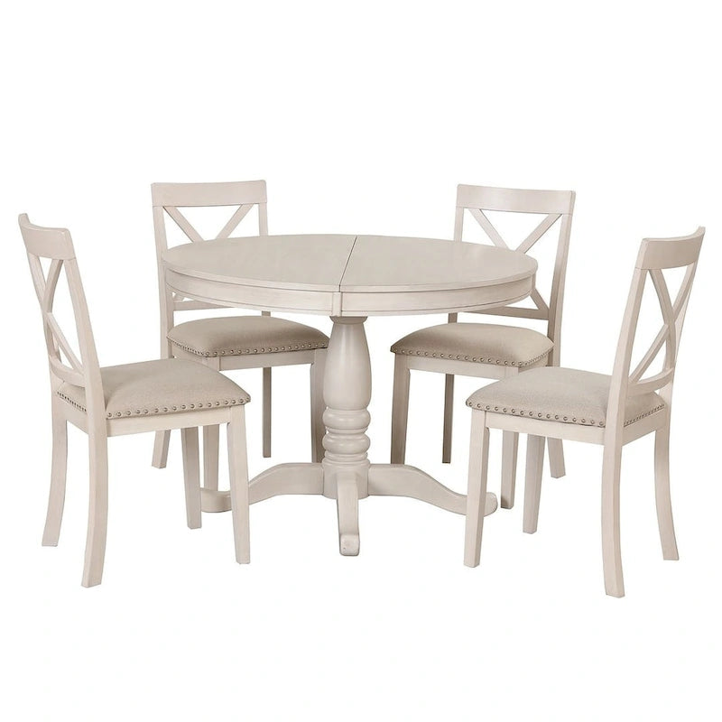 Table à manger ronde extensible 4 places de 42 à 54 po pour ferme