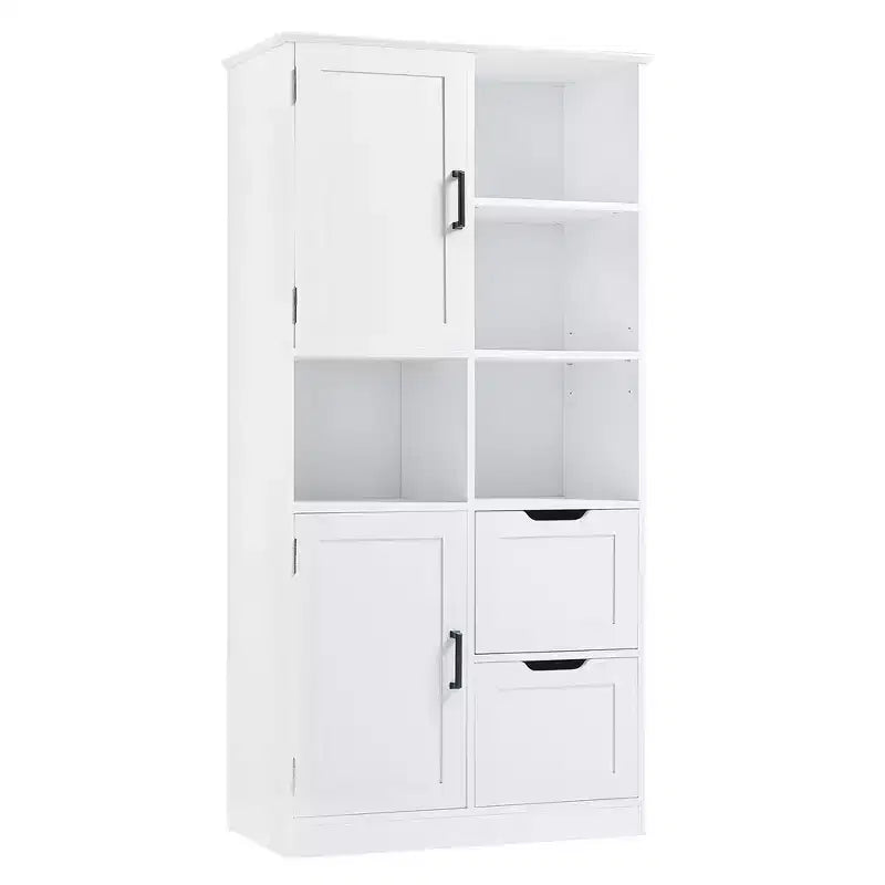 Meuble de rangement haut pour salle de bain 62", armoire de rangement sur pied avec tiroir et étagère réglable, meuble de rangement garde-manger pour salle de bain et salon