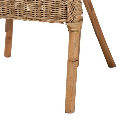 Ensemble de salon 3 pièces Baxton Studio Abbey en rotin antique marron naturel, style bohème moderne