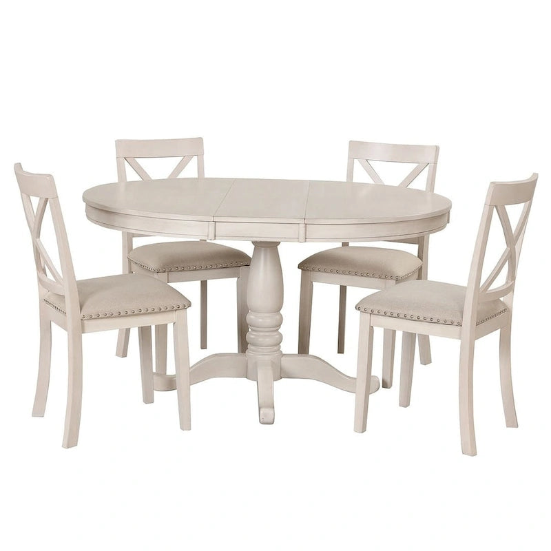 Table à manger ronde extensible 4 places de 42 à 54 po pour ferme