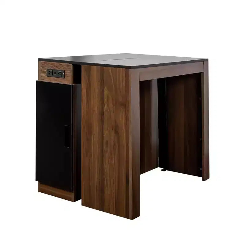 CLIHOME Table à manger extensible moderne multifonctionnelle avec prise, Table extensible peu encombrante avec rangement