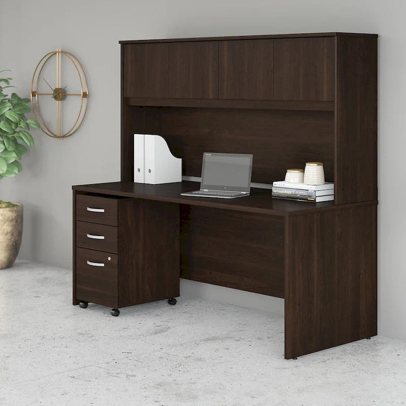 Bureau de 72 po avec huche et caisson mobile à 3 tiroirs