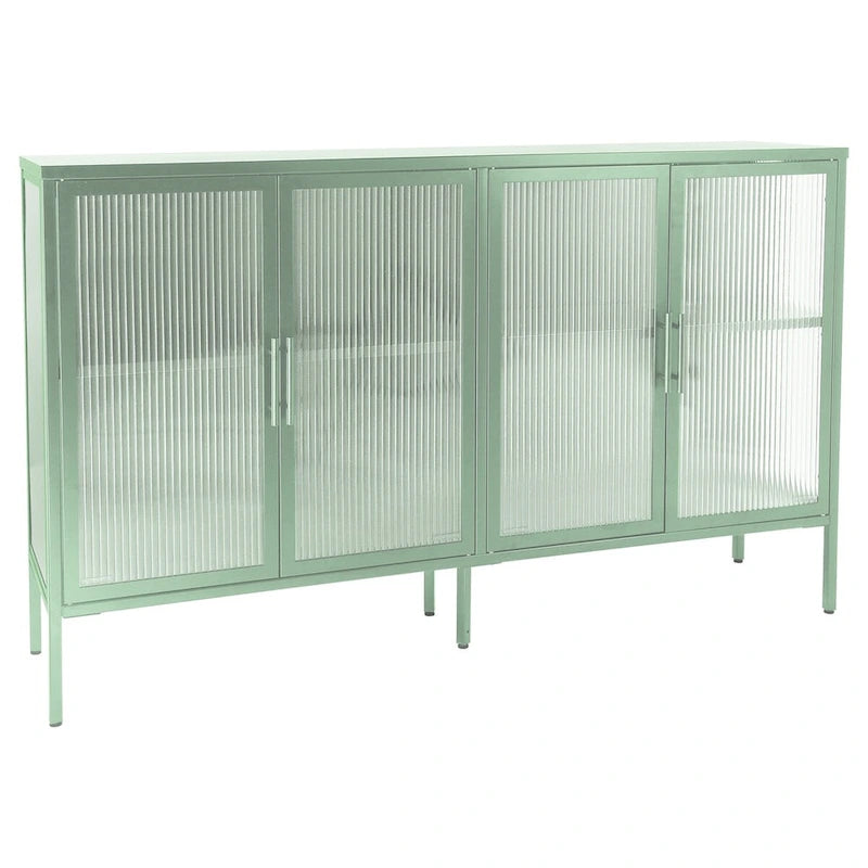 Meuble en métal et verre trempé avec étagère réglable