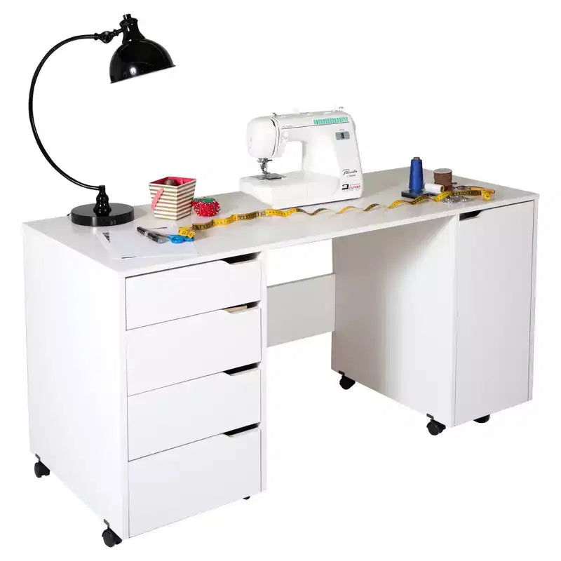 Table d'artisanat de couture Crea sur roues blanche - South Shore