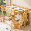 Lit mezzanine double avec escalier, armoire et étagères de rangement – MDF, 295 kg