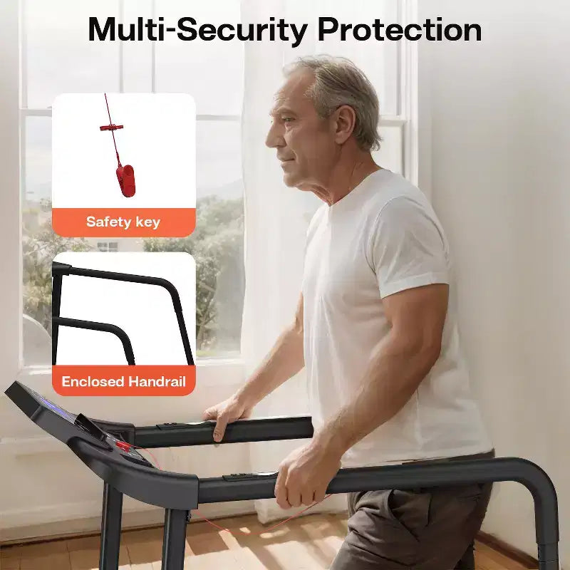 Tapis de marche pliable pour seniors, design sûr et stable avec longue rampe, grand écran LED, capacité de poids de 136 kg