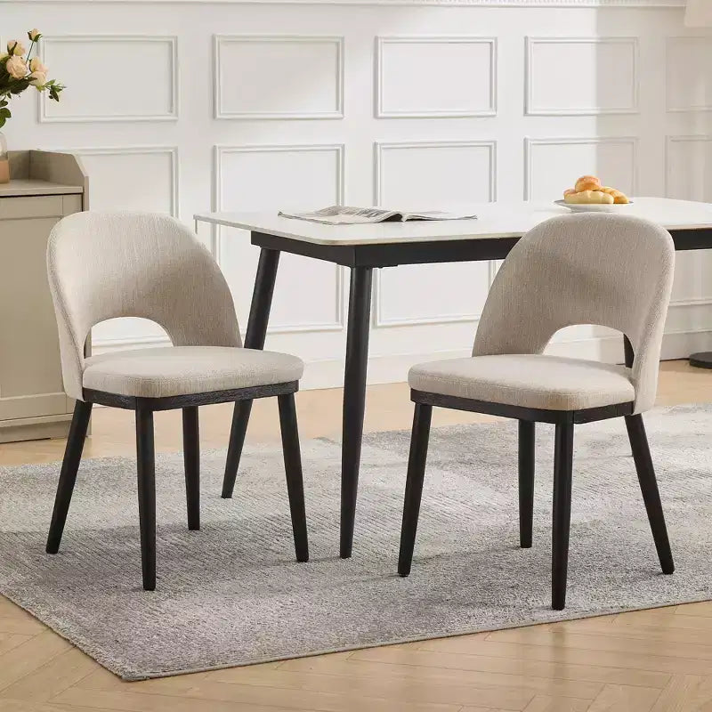 Lot de 4/6 chaises de salle à manger, chaises de cuisine/salle à manger rembourrées, chaises de salle à manger de ferme en tissu de lin avec pieds réglables pour salle à manger, salon
