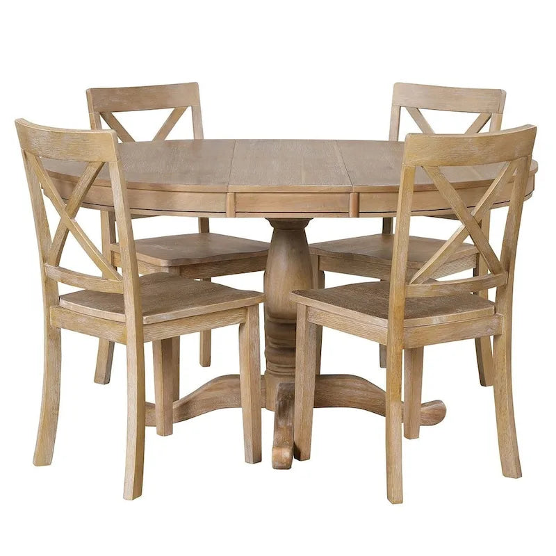 Table à manger ronde extensible 4 places de 42 à 54 po pour ferme