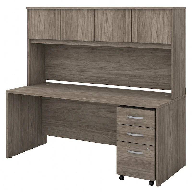Bureau de 72 po avec huche et caisson mobile à 3 tiroirs