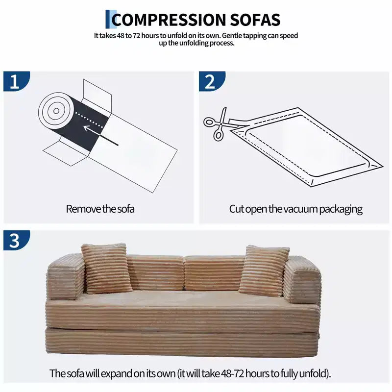 Canapé-lit convertible 5-en-1 de 80,7 po, velours côtelé, 544 kg, aucun assemblage requis