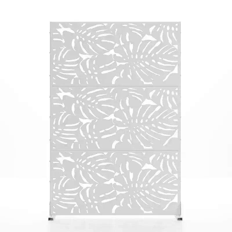 72H Séparateur de pièce Rectangle Cadre en métal galvanisé Paravent autoportant Clôture de jardin Patio Blanc