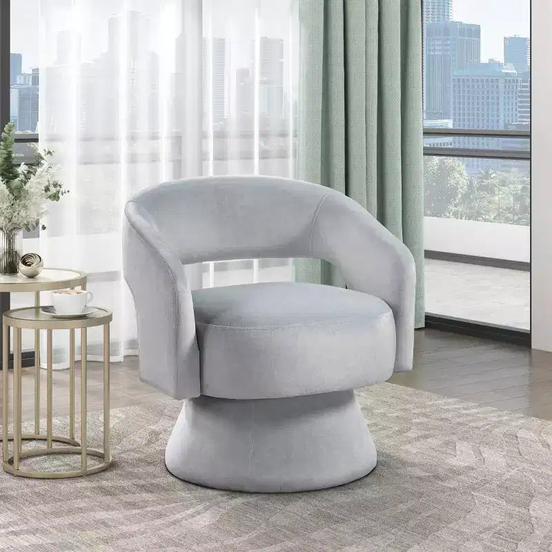 Fauteuil pivotant d'appoint de luxe moderne en velours GDFStudio Hudson