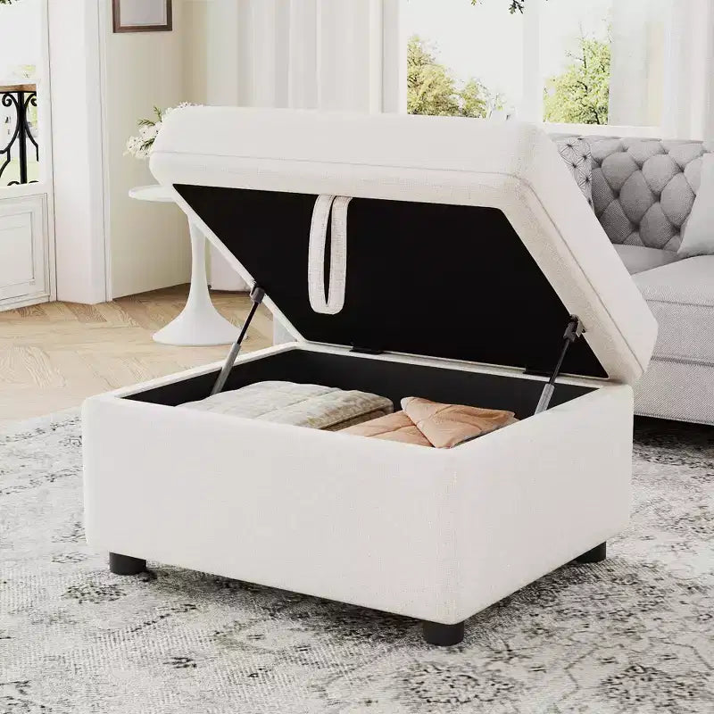 Pouf de rangement mobile 26,6 po