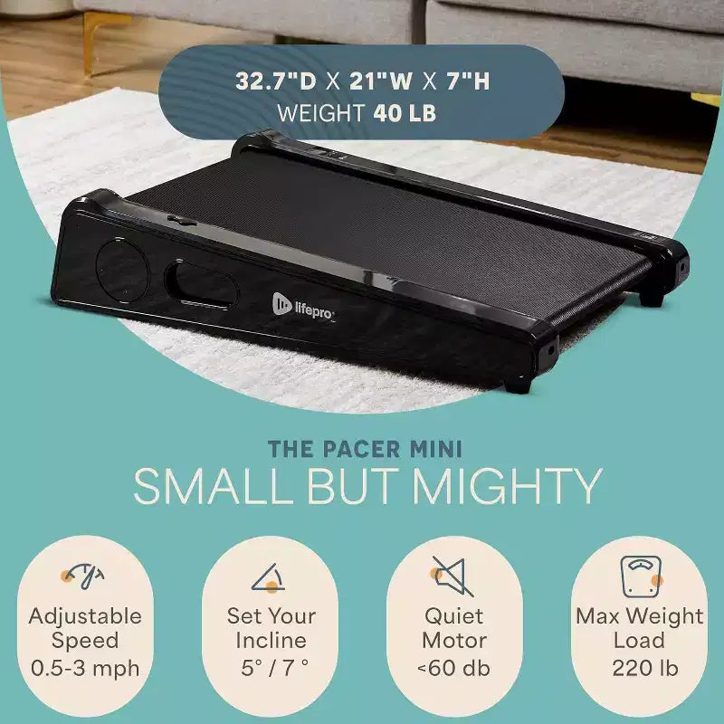 Tapis de marche Lifepro - Mini tapis roulant portable, 4,8 km/h, capacité de 100 kg