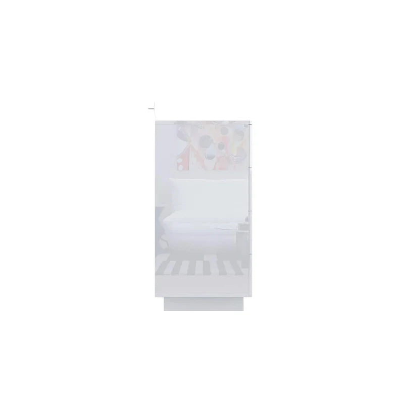 Commode haute brillance 63 po avec 8 tiroirs lumineux et plateau spacieux
