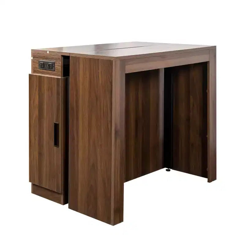 CLIHOME Table à manger extensible moderne multifonctionnelle avec prise, Table extensible peu encombrante avec rangement