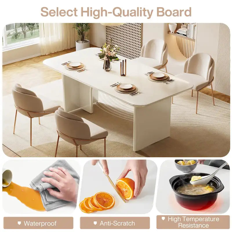 Grande table de salle à manger de 160 cm pour 4 à 6 personnes, table de cuisine rectangulaire moderne