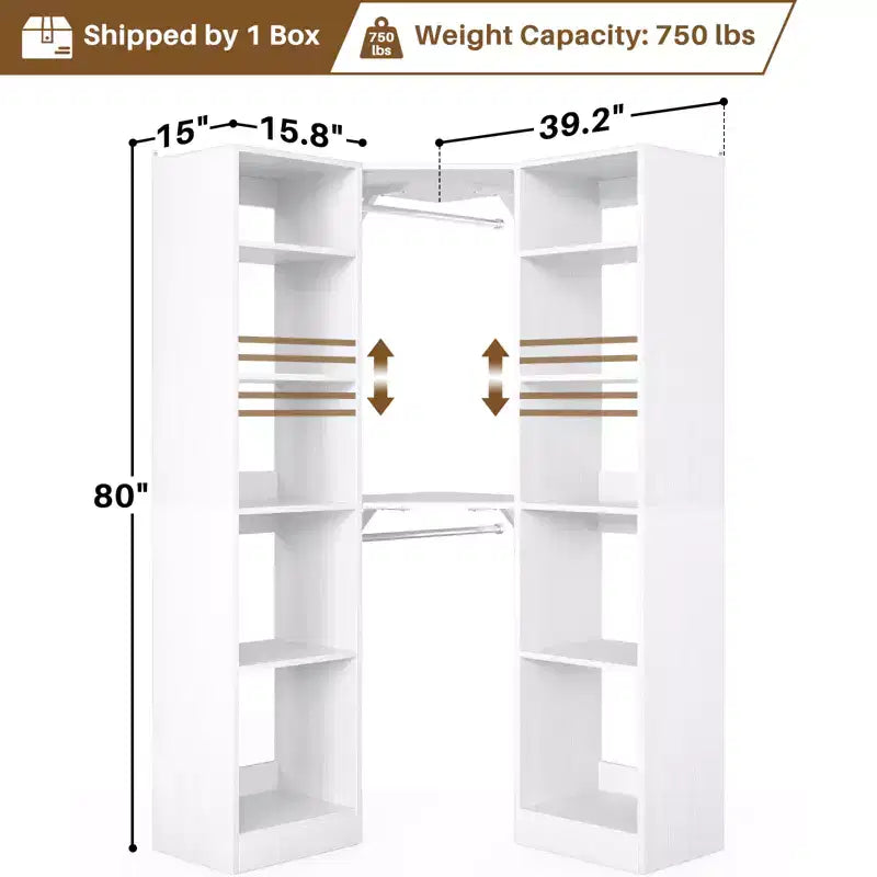 Meuble d'angle Besiost avec 12 étagères