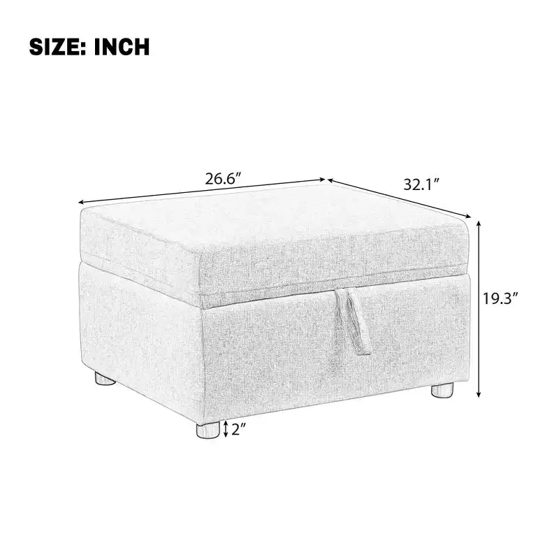 Pouf de rangement mobile 26,6 po