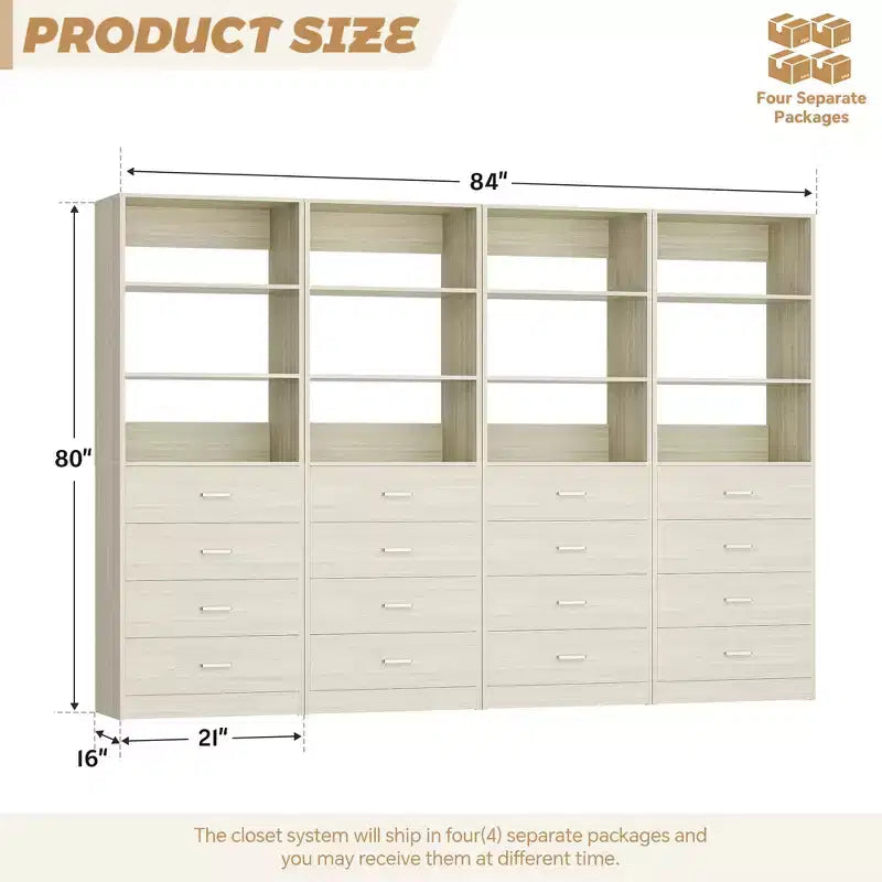 Système de rangement de placard avec tiroirs et étagères en bois