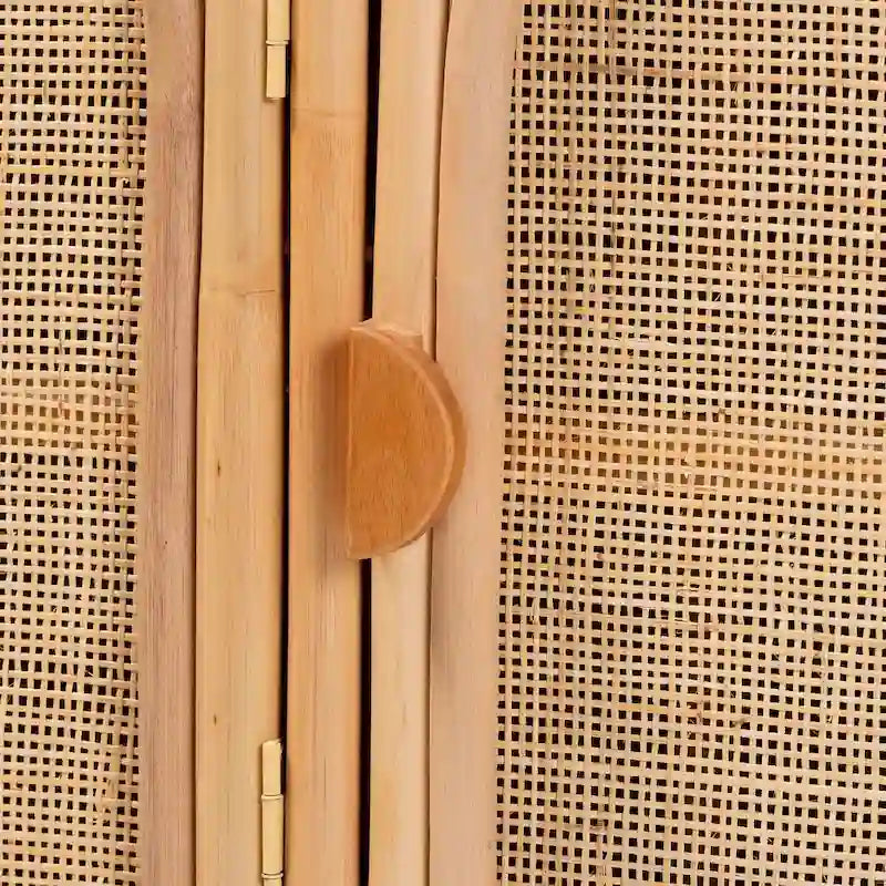 Meuble de rangement 3 portes en rotin naturel Bohème Evania