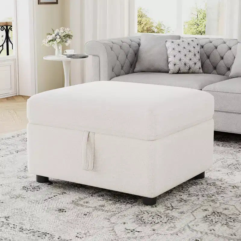 Pouf de rangement mobile 26,6 po