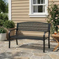 Banc d'extérieur en métal 2 places pour jardin, bancs en acier avec dossier géométrique pour terrasse, jardin et porche