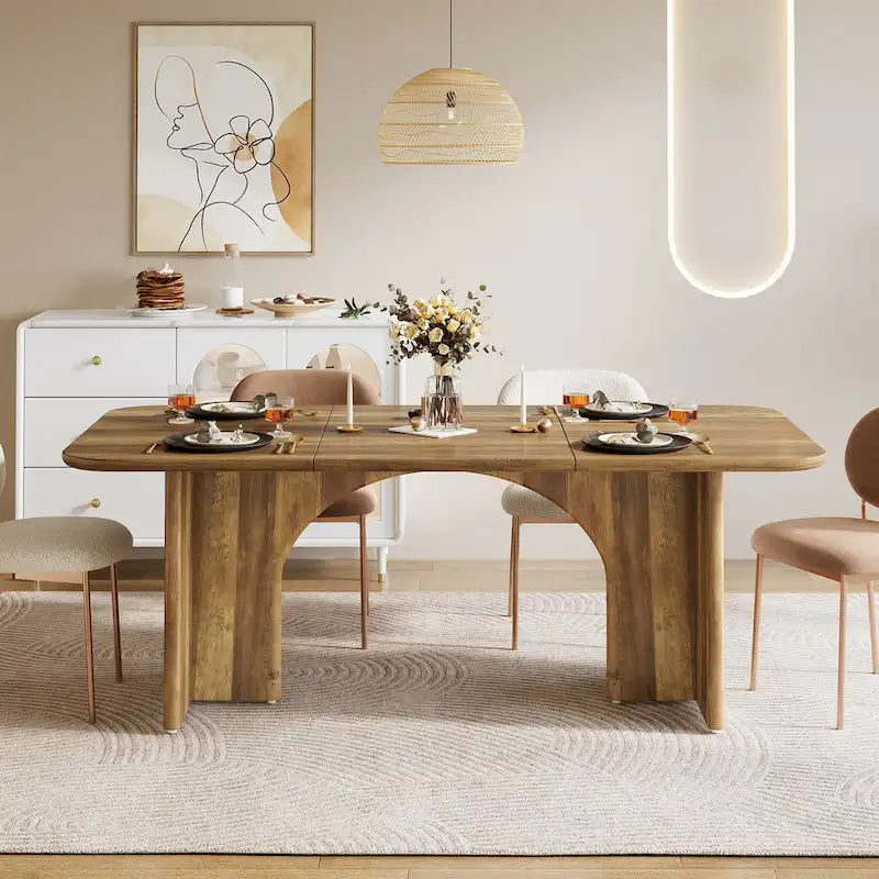 Grande table de salle à manger de 160 cm pour 4 à 6 personnes, table de cuisine rectangulaire moderne