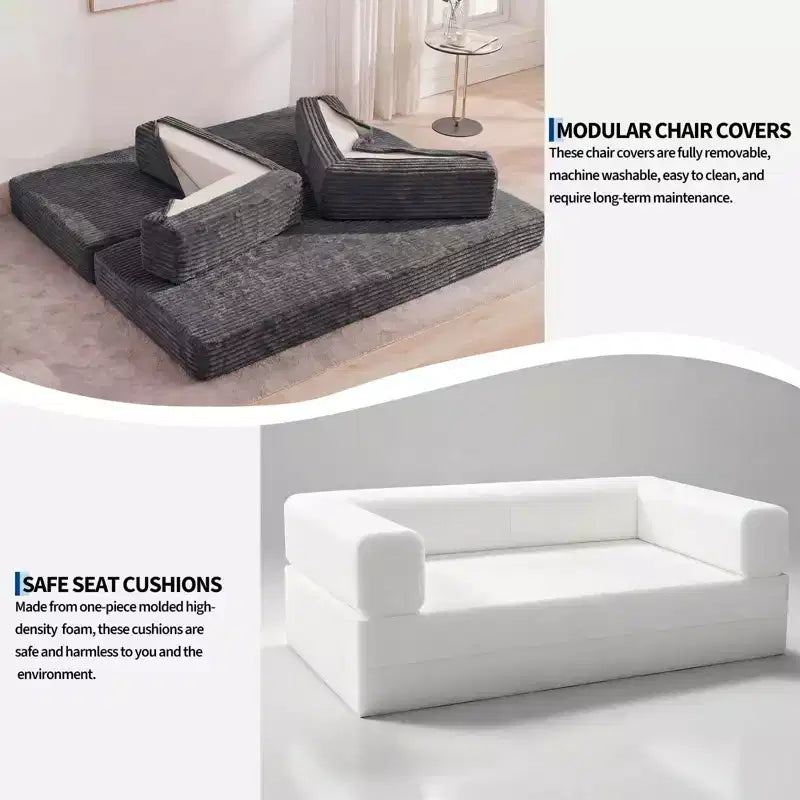 Canapé-lit convertible 5-en-1 de 80,7 po, velours côtelé, 544 kg, aucun assemblage requis