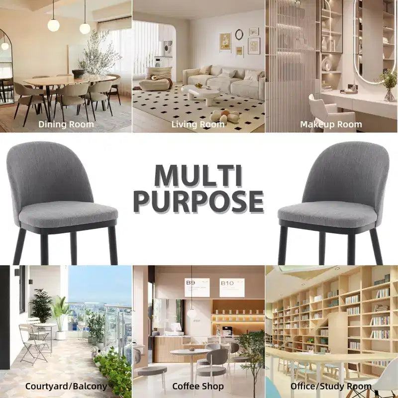 Lot de 4/6 chaises de salle à manger, chaises de cuisine/salle à manger rembourrées, chaises de salle à manger de ferme en tissu de lin avec pieds réglables pour salle à manger, salon