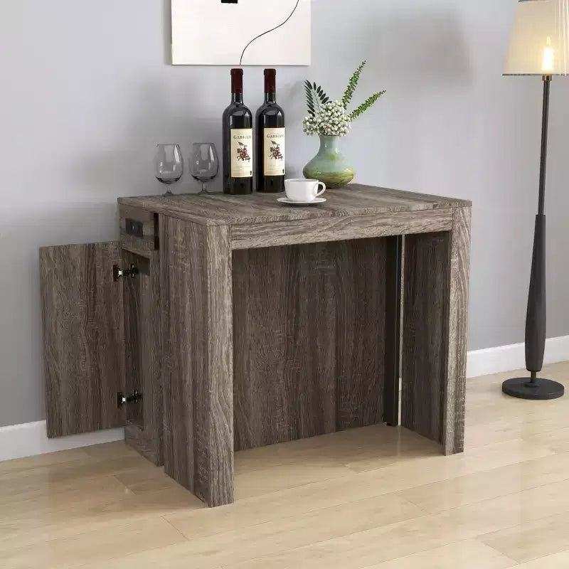 CLIHOME Table à manger extensible moderne multifonctionnelle avec prise, Table extensible peu encombrante avec rangement