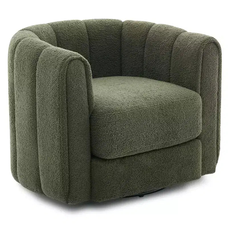 Ensemble de 2 fauteuils d'appoint pivotants à 360° modernes, revêtement en tissu doux, vert