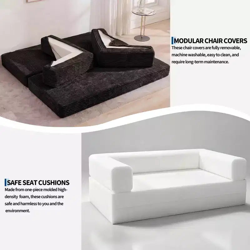 Canapé-lit convertible 5-en-1 de 80,7 po, velours côtelé, 544 kg, aucun assemblage requis