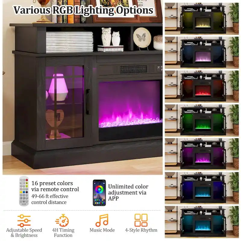 Meuble TV Costway avec cheminée électrique, lumières LED et télécommandes - Voir détails