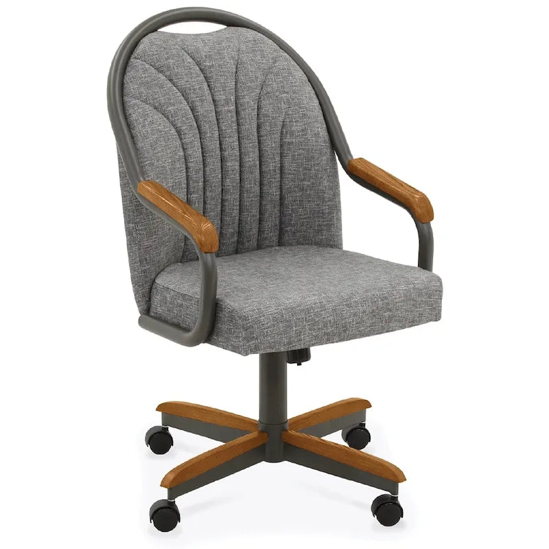 Chaises de salle à manger Chromcraft Douglas à roulettes, finition gris châtaigne (Lot de 2)