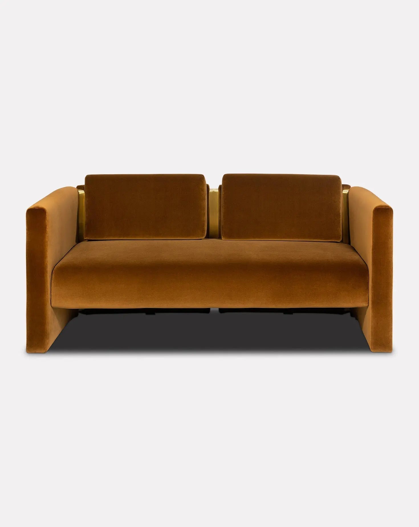 Historic-Inspired Brass Cutout Cotton Velvet 2 Seat Sofa