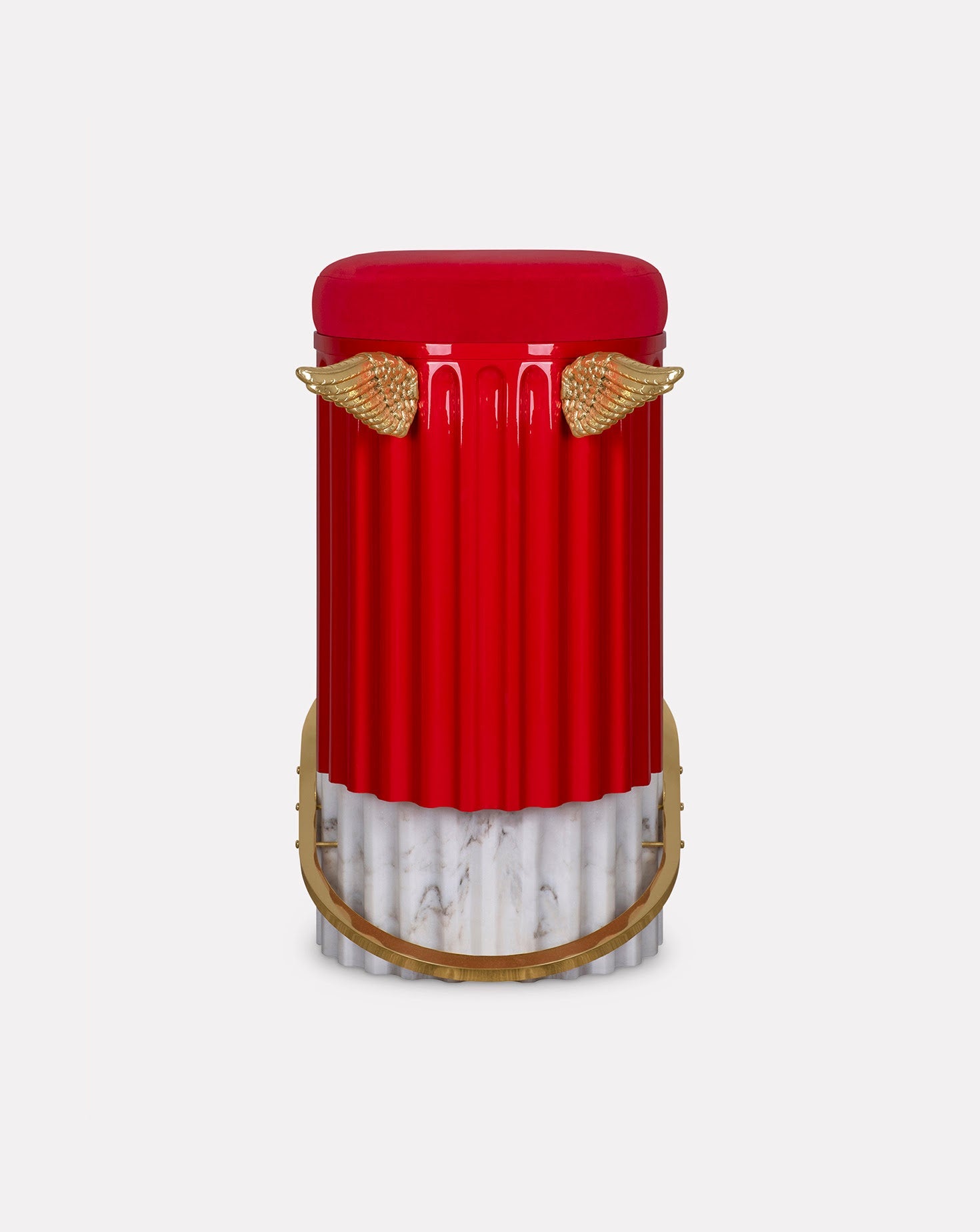 Marble Base Velvet Cushion Bar Stool